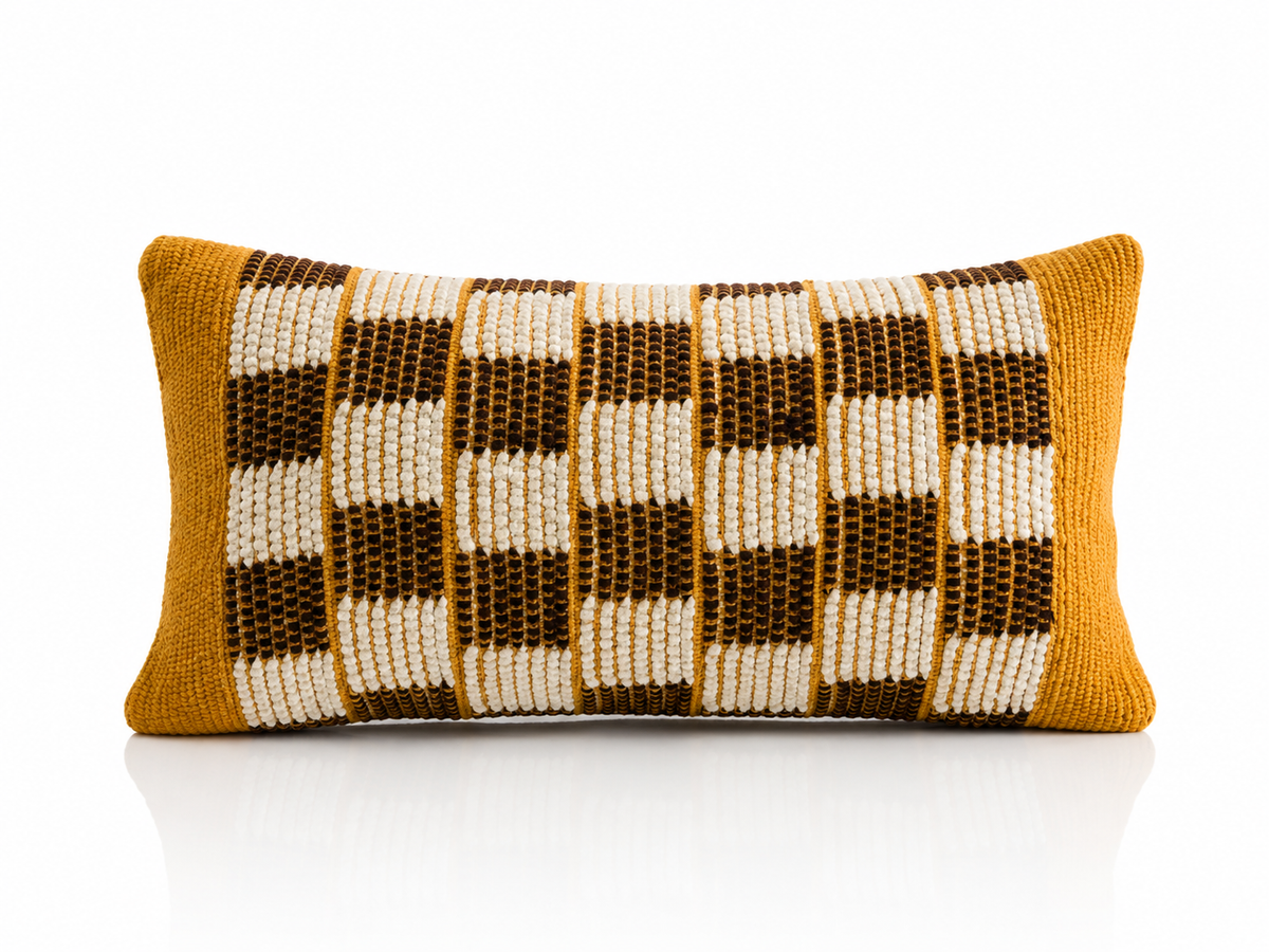 Coussin Tartan Ocre