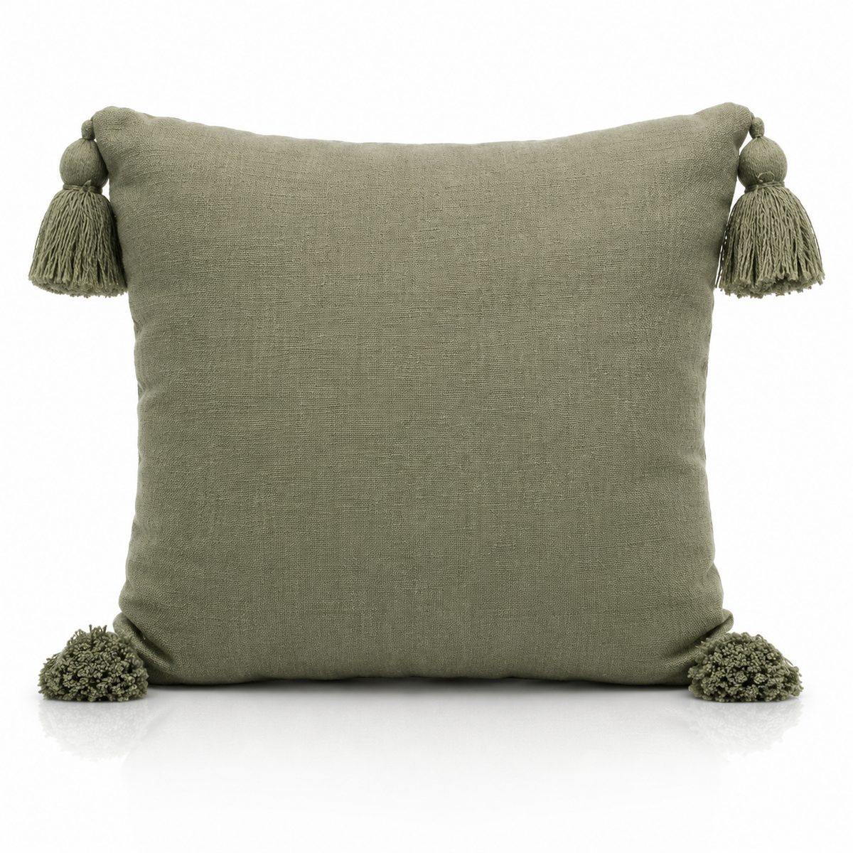 Coussin Pompons Sauge