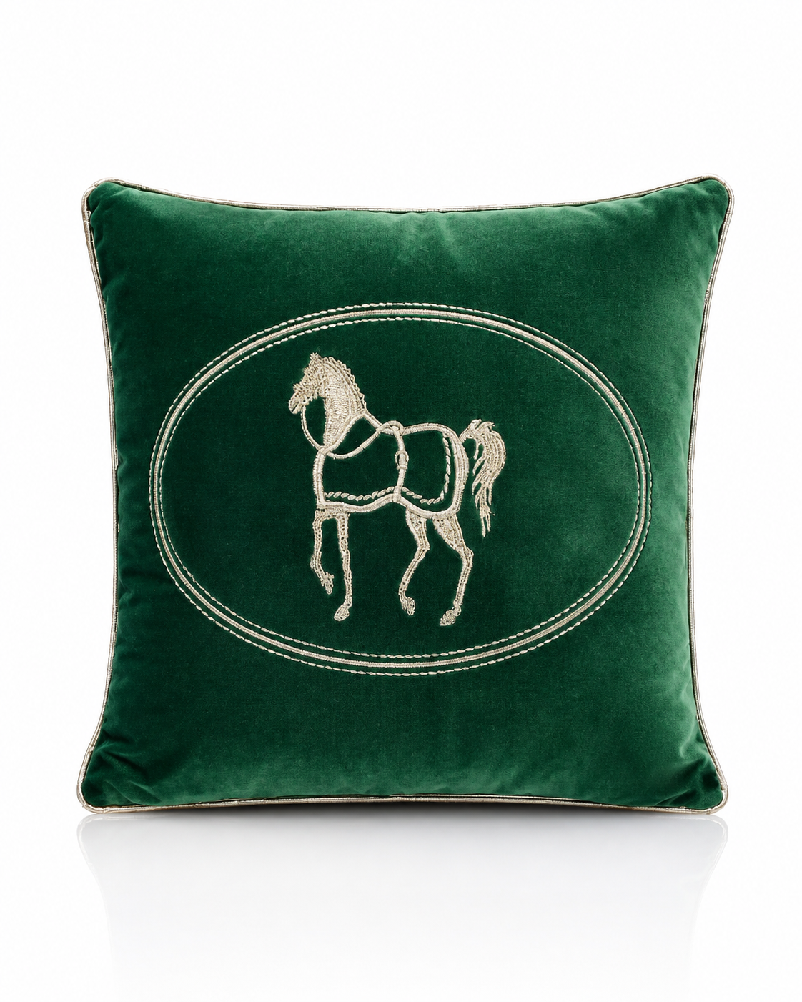 Coussin Médaillon Équestre Émeraude
