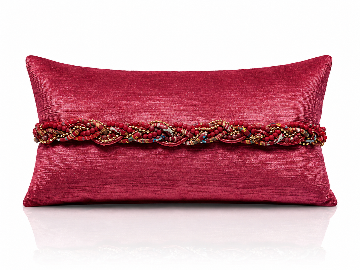 Coussin Galon Framboise
