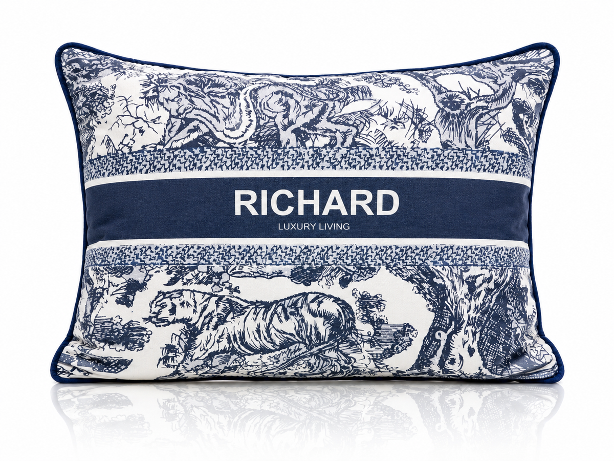 Coussin Toile de Jouy Bleu