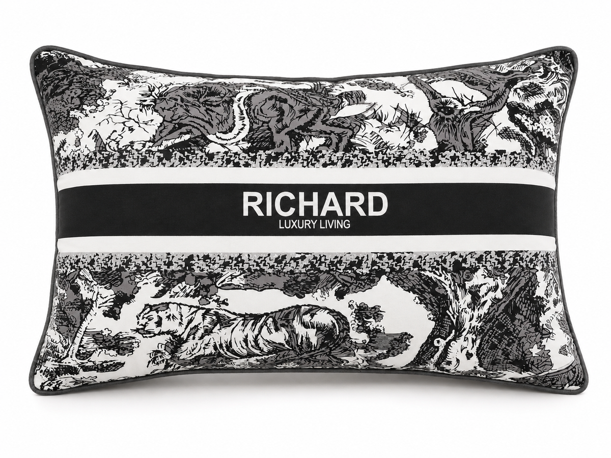 Coussin Toile de Jouy Noir