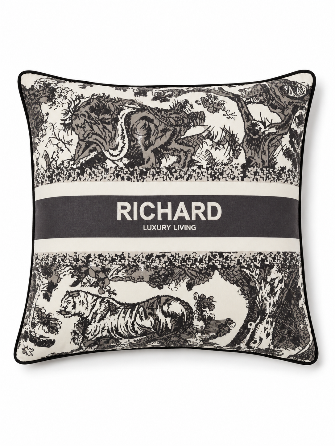Coussin Toile de Jouy Taupe