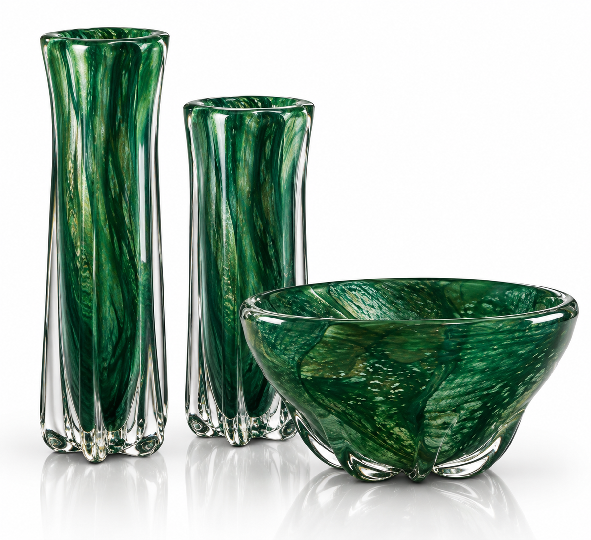 Trio Vases Émeraude