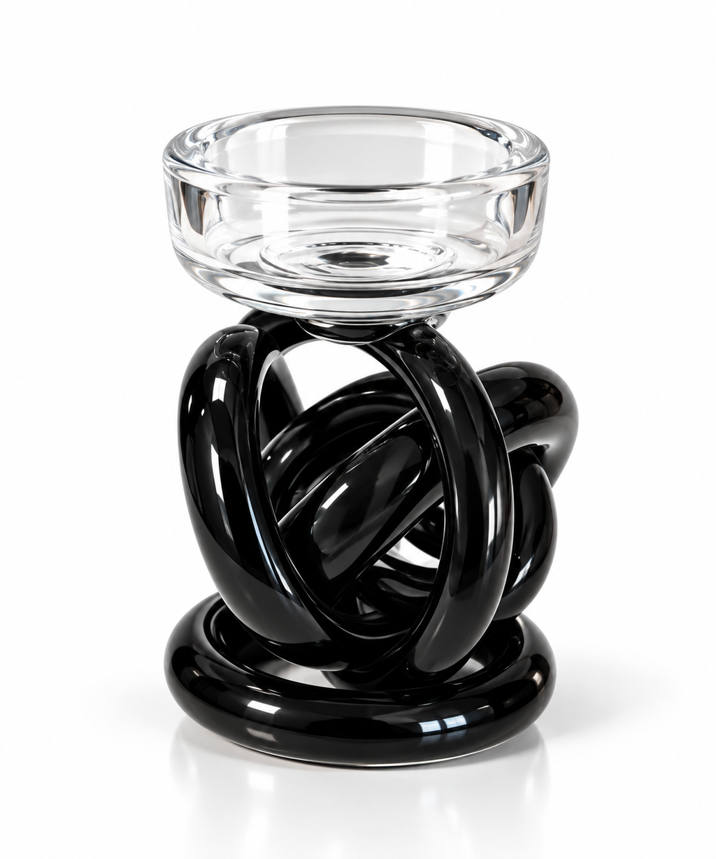 Collection Nœud de Verre - Porte-bougie noir