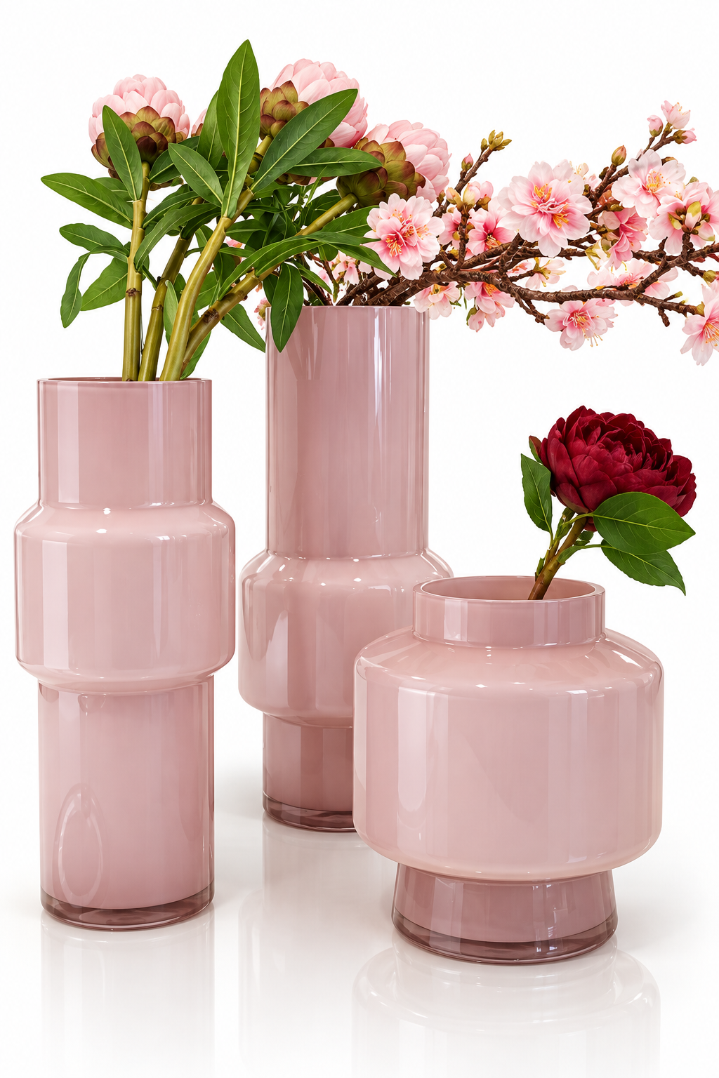 Trio Vases Rose Poudré